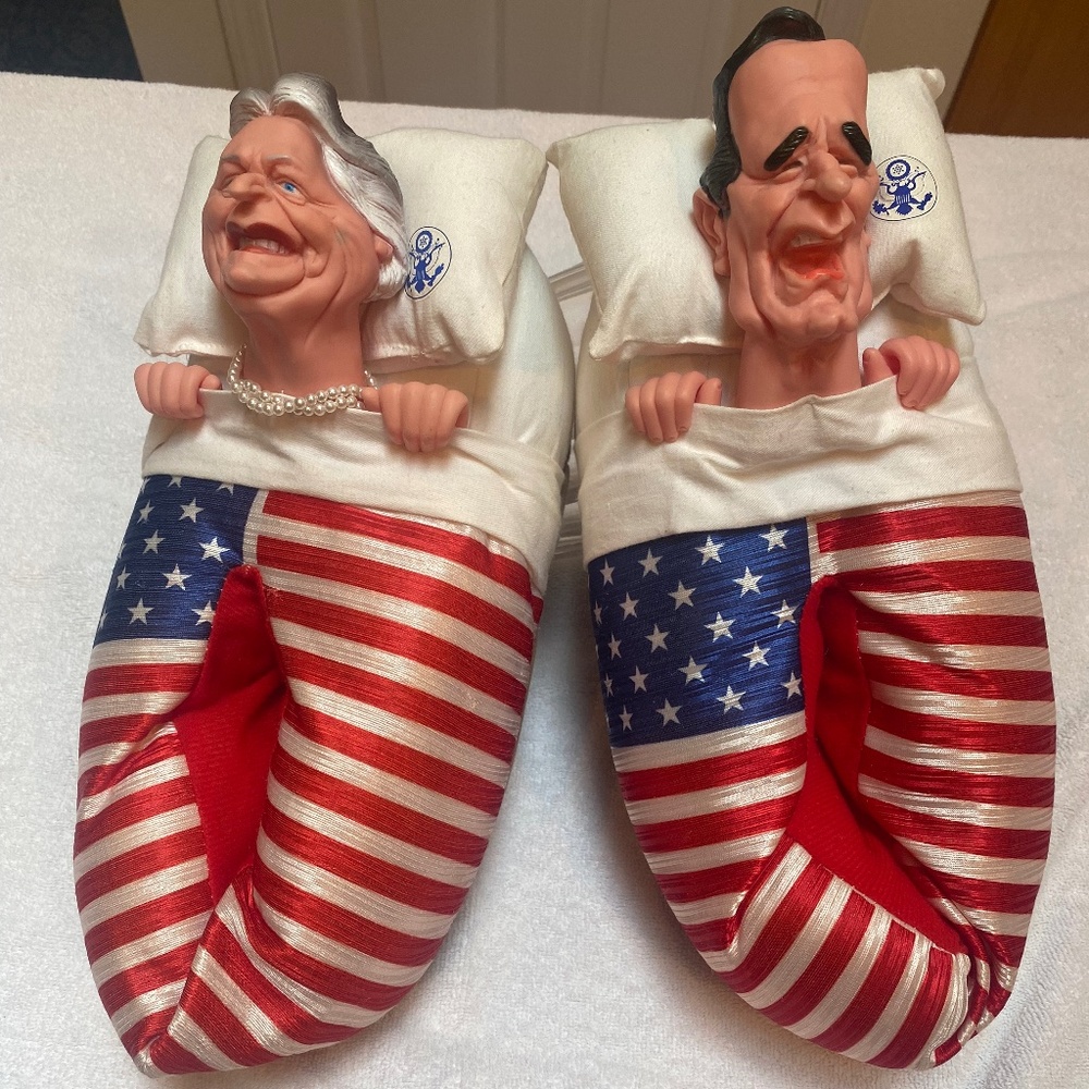 Vintage 1988 President & Barbara Bush Slippers